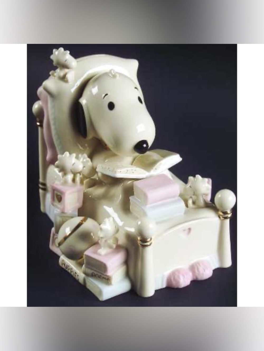 Vintage Baby Snoopy & Woodstock Lenox Porcelain/ Ceramic Bank